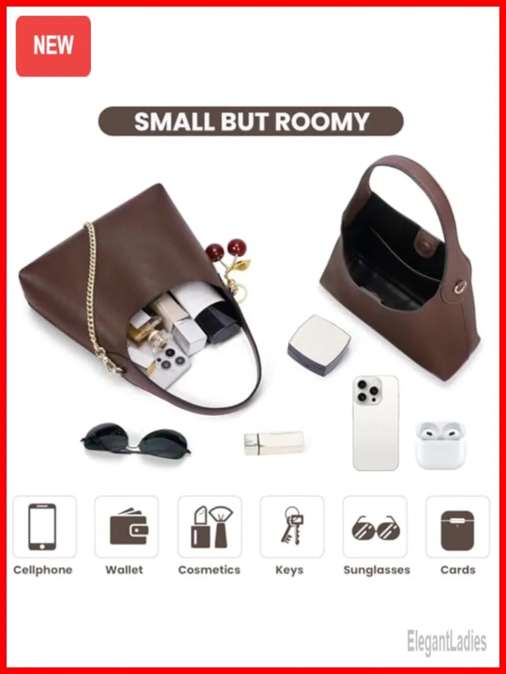 Small Hobo Shoulder Bag Faux Leather Vegan Crossbody Purse Women